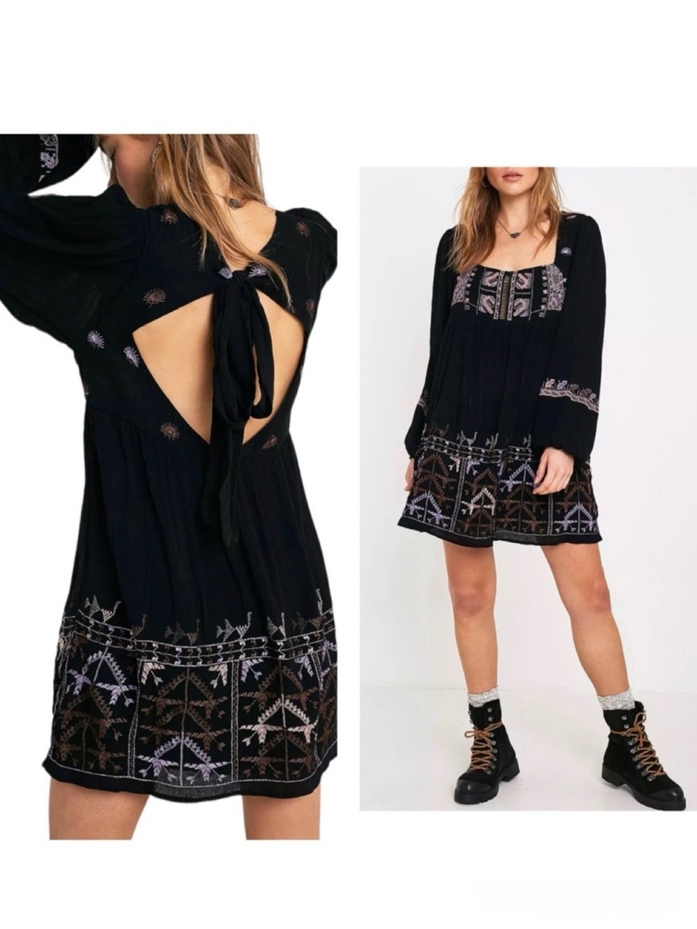 Free People Rhiannon Embroidered Mini Dress Medium